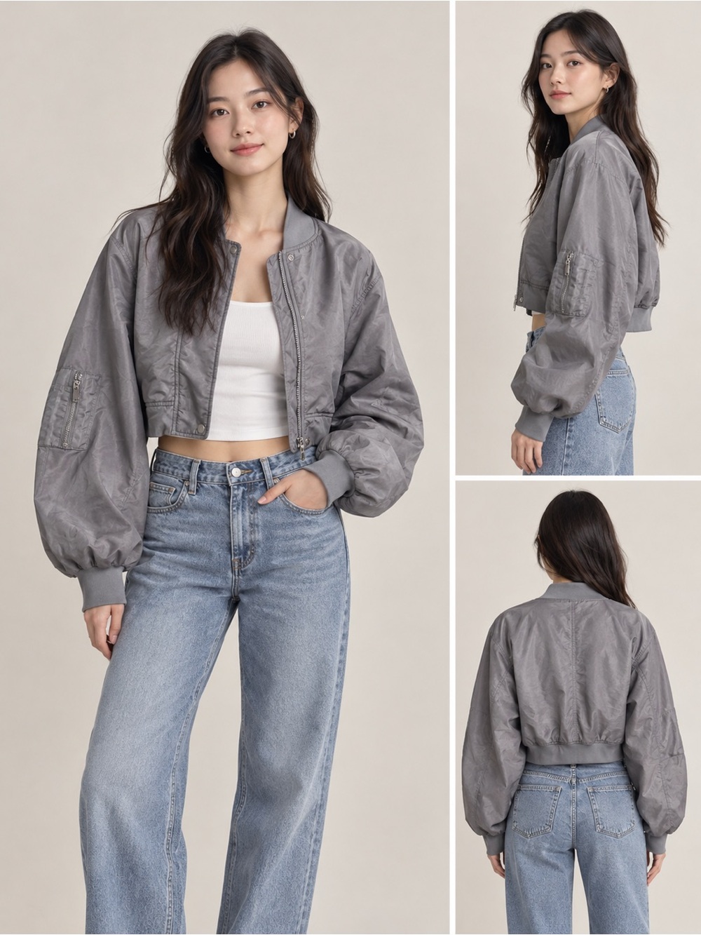 🌹5 for $50🌹Y2K Cropped Bomber Jacket